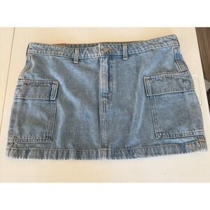 Levi's '94 Cargo Mini Skirt Size 32 medium Blue mid Rise festival western boho